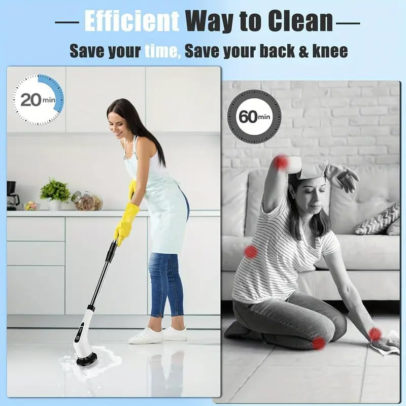 Cordless Electric Spin Scrubber – 8 Brush Heads