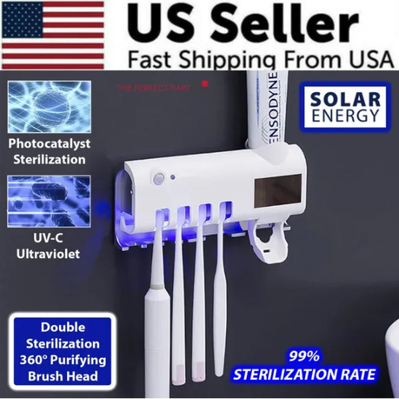 UV Toothbrush Sanitizer & Toothpaste Dispenser