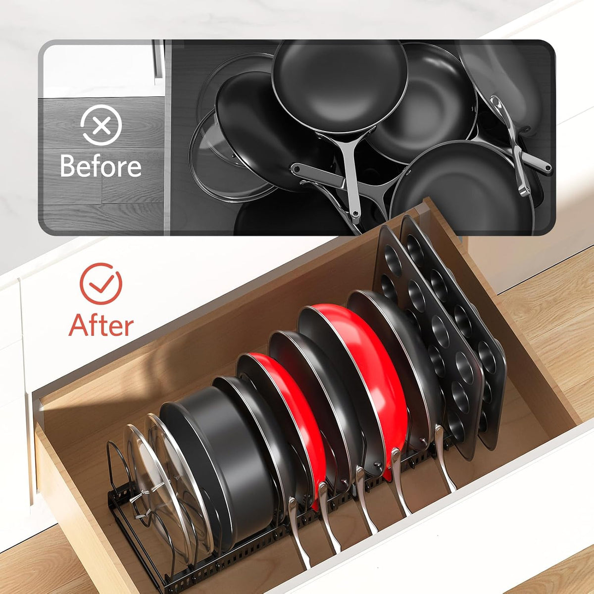 Wall-Mounted Pot Lid Organizer – Set of 4