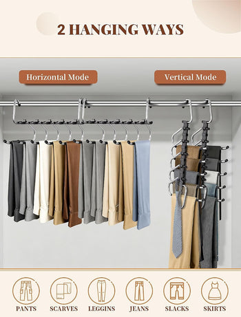 2-Pack Space-Saving 5-Tier Pants Hangers