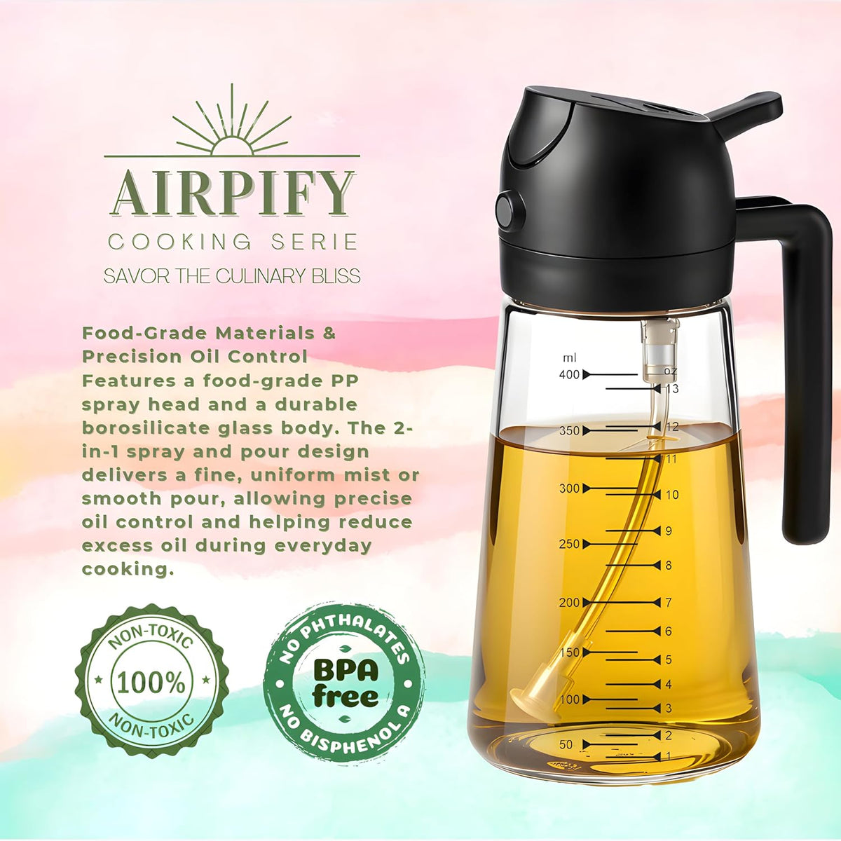 2-in-1 Glass Oil Sprayer & Dispenser