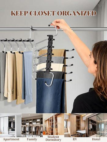2-Pack Space-Saving 5-Tier Pants Hangers