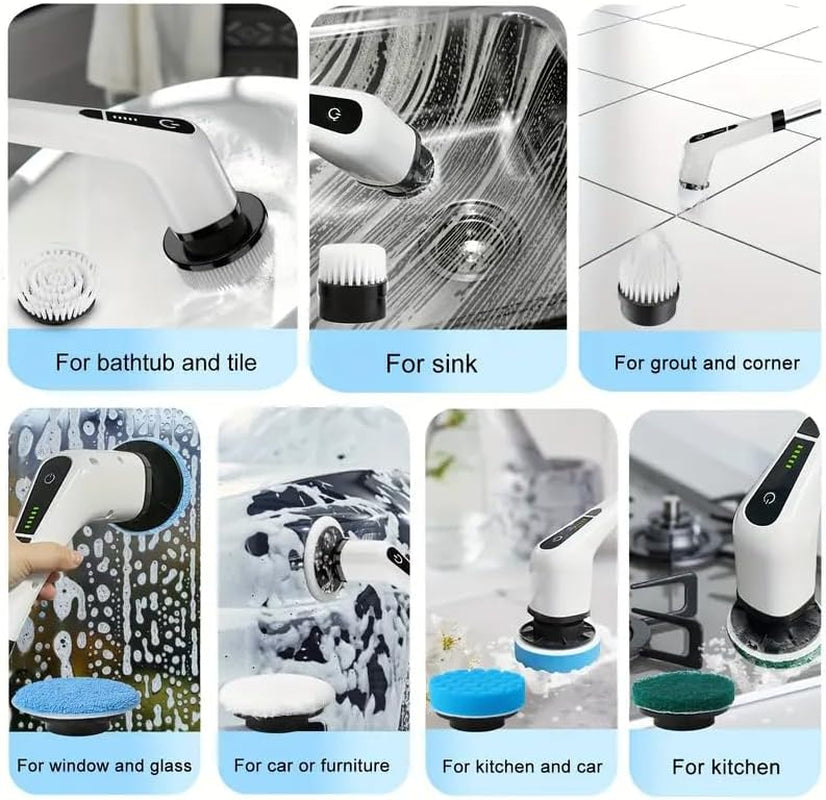 Cordless Electric Spin Scrubber – 8 Brush Heads