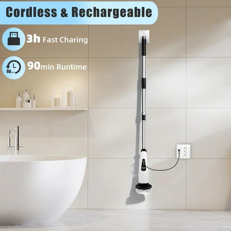 Cordless Electric Spin Scrubber – 8 Brush Heads