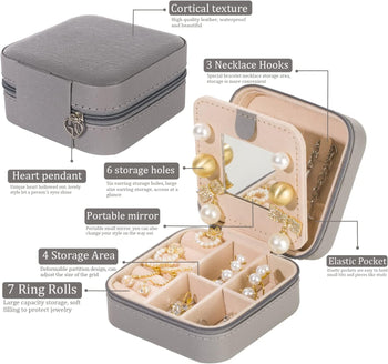 Travel Jewelry Organizer Case with Mirror