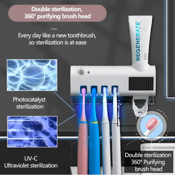 UV Toothbrush Sanitizer & Toothpaste Dispenser
