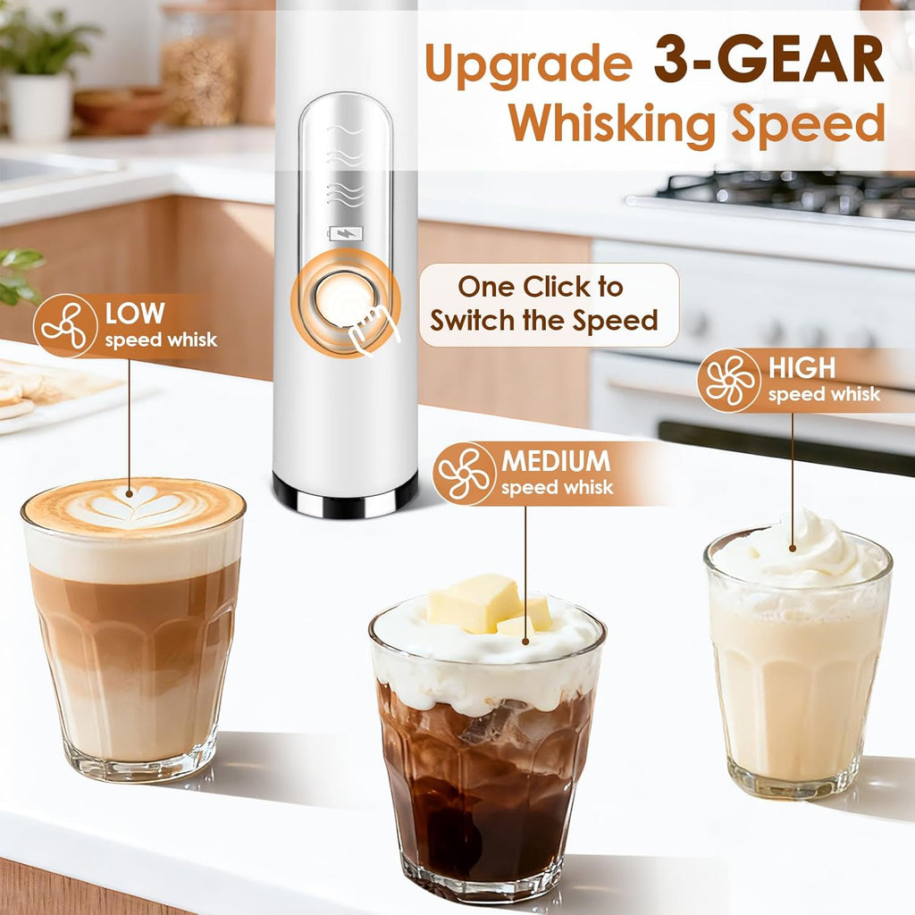 Rechargeable 3-Speed Milk Frother