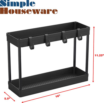 2-Tier Under Sink Organizer with Hooks