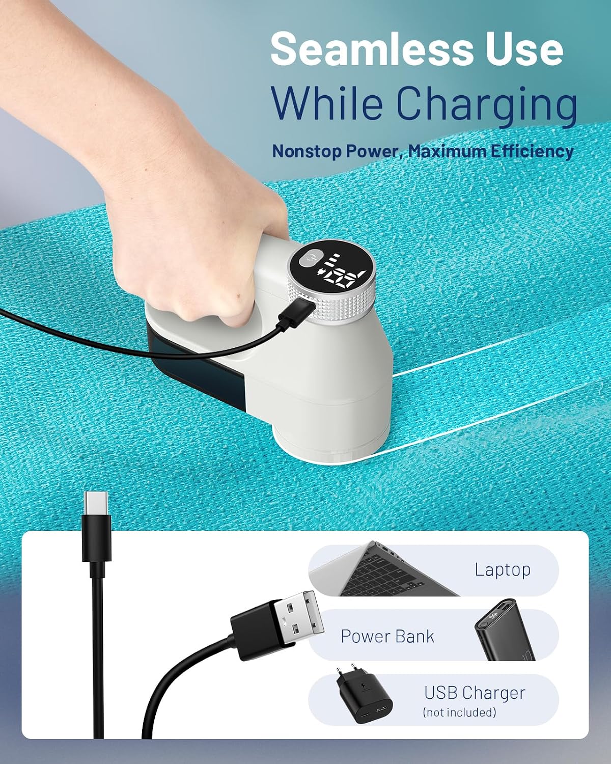 Fabric Shaver and Lint Remover, Rechargeable Sweater Defuzzer