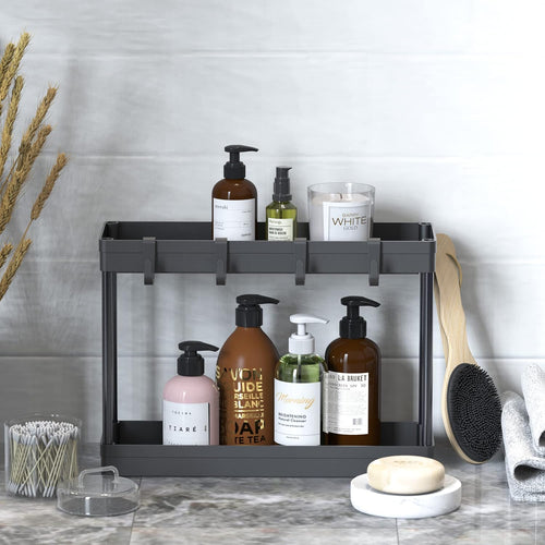 2-Tier Under Sink Organizer with Hooks
