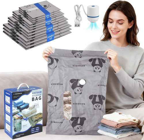 12-Piece Vacuum Storage Bag Set + Electric Pump