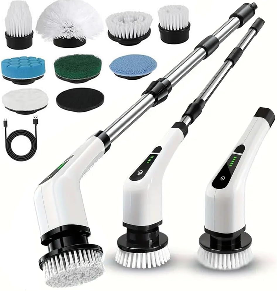 Cordless Electric Spin Scrubber – 8 Brush Heads