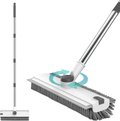 Floor Scrub Brush with 54In Adjustable Long Handle, Grey&White