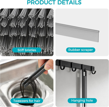 Floor Scrub Brush with 54In Adjustable Long Handle, Grey&White