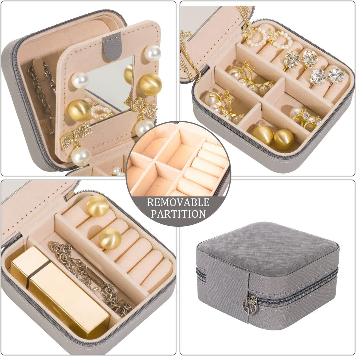 Travel Jewelry Organizer Case with Mirror