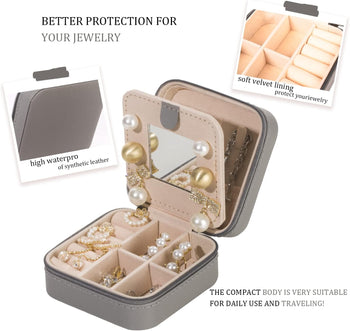 Travel Jewelry Organizer Case with Mirror