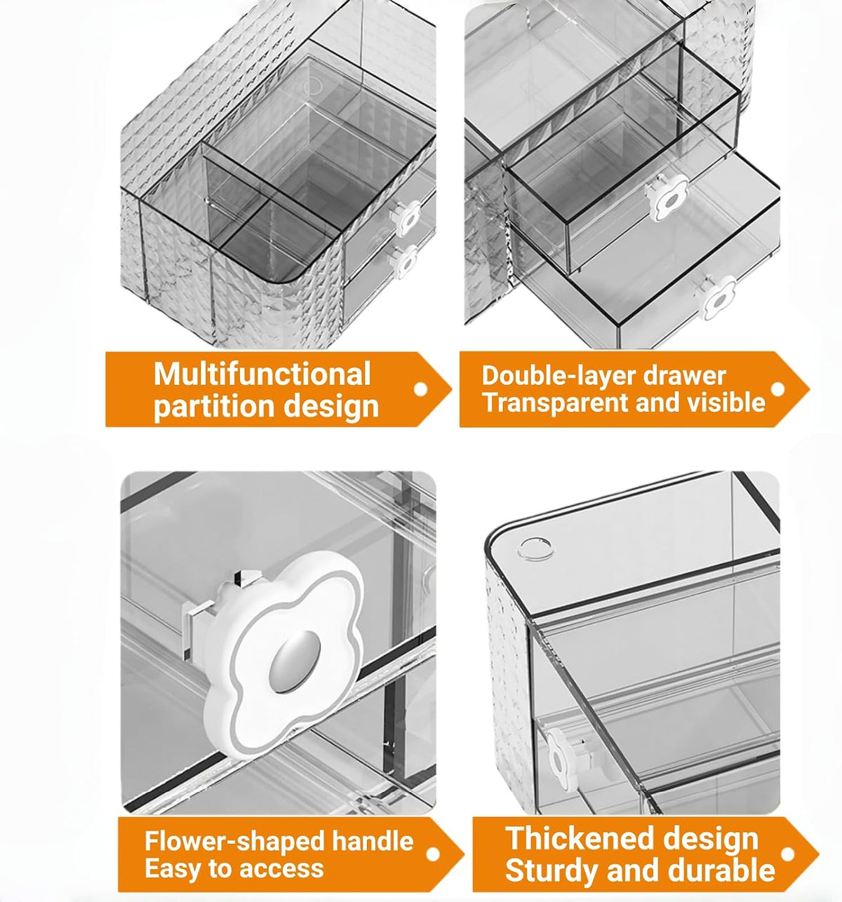 Clear Makeup & Skincare Organizer with Drawers