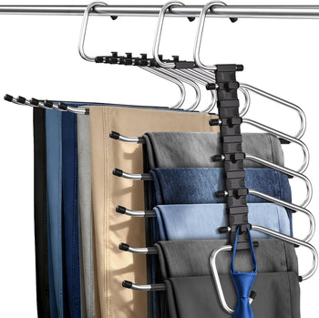 2-Pack Space-Saving 5-Tier Pants Hangers