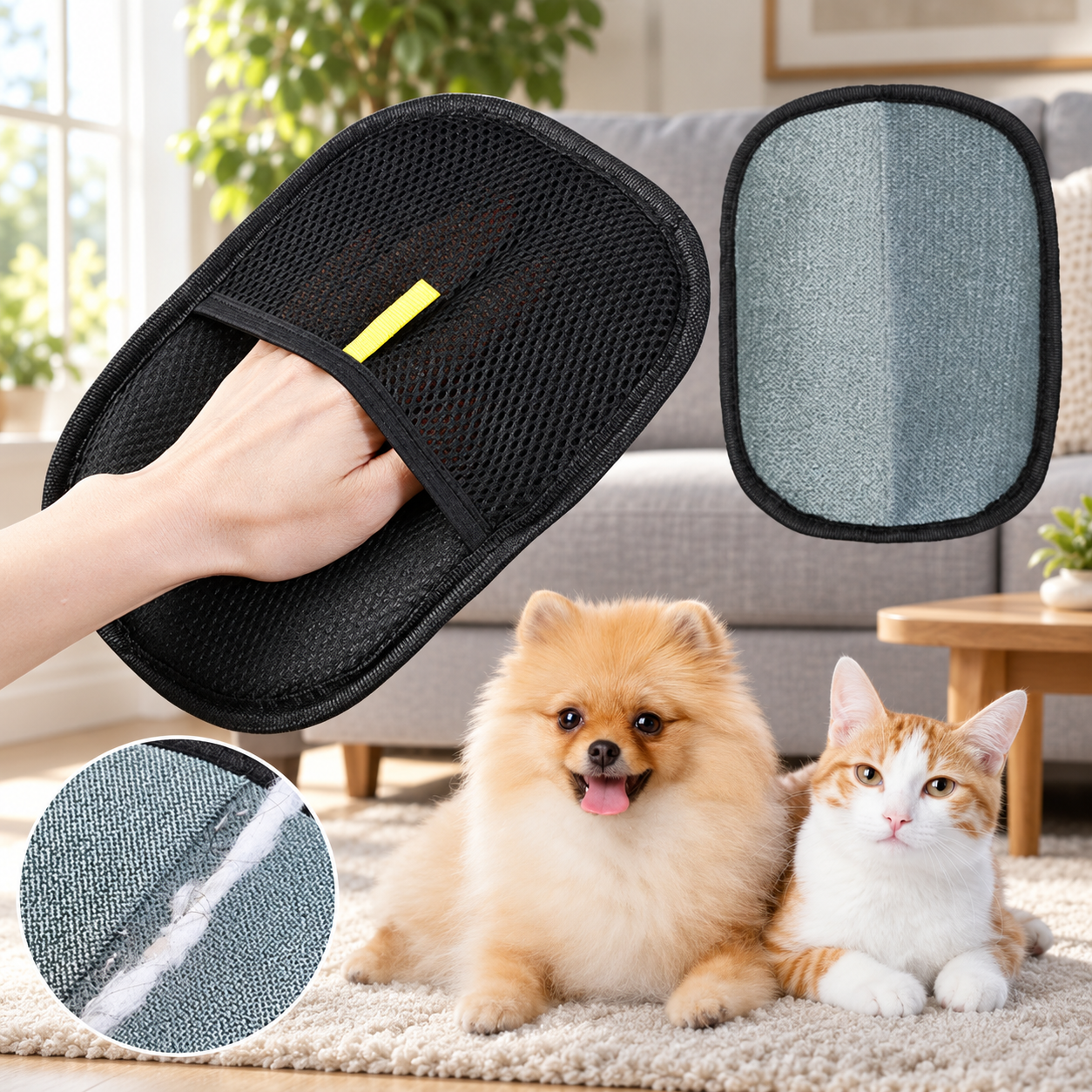 Pet Hair Remover Glove for Dogs & Cats — Set of 3